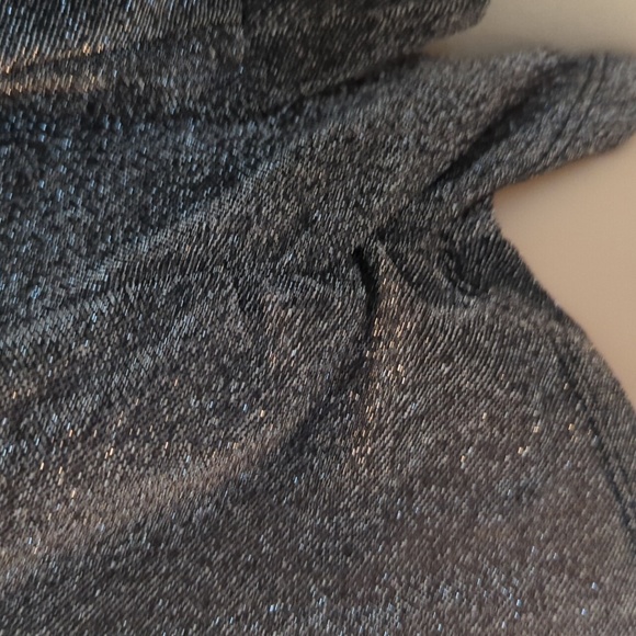 Velvet by Graham & Spencer Silver Metallic Sparkly Dolman Split Sleeve Top - Picture 8 of 15